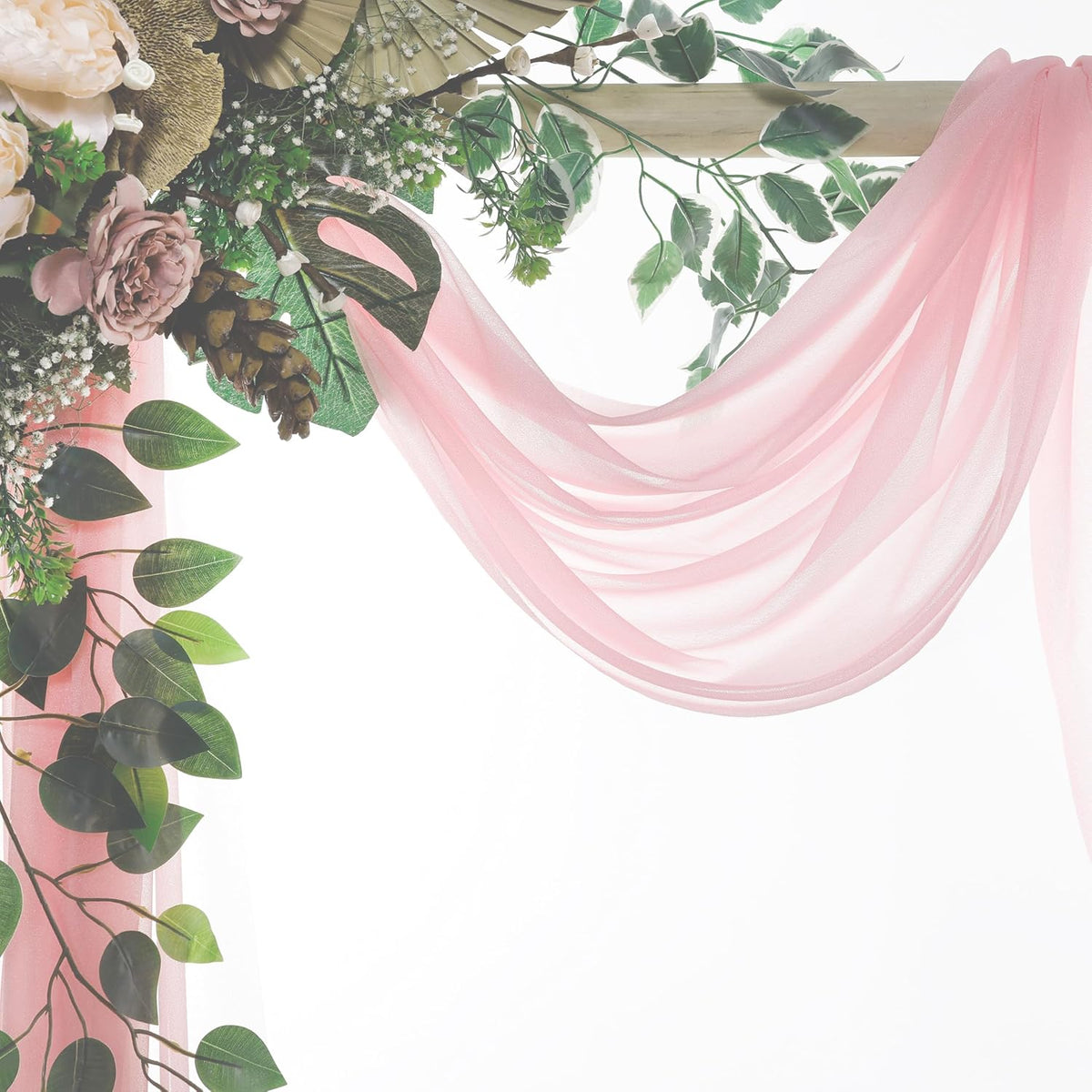 VDS Pack of 2 Panel (30 Inch X 40 Feet) Wedding Arch Draping Fabric Sheer Chiffon Fabric Drapery