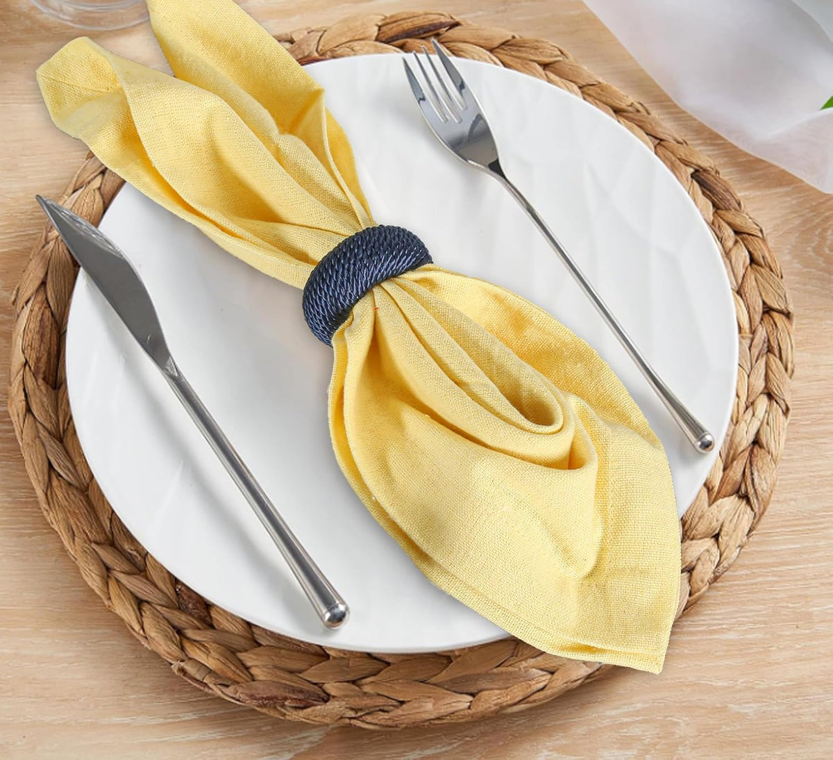 Rustic Napkin Rings Set of 12 - Rayon Napkin Holders for Table Decor, Weddings, Dinner Parties &