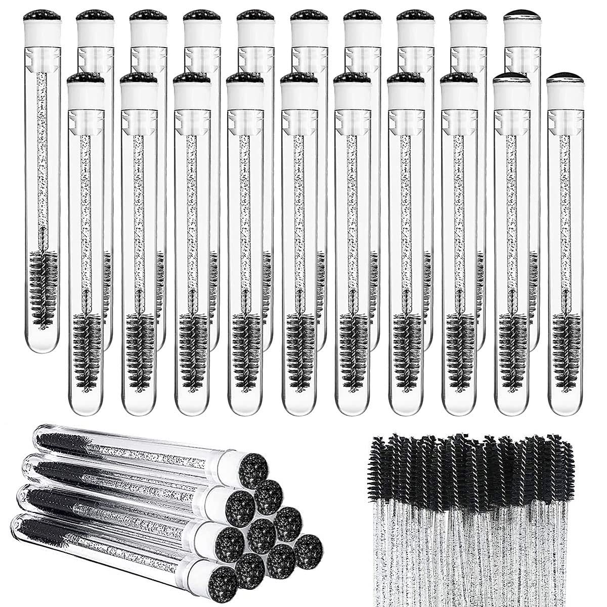 Mascara Brushes Tubes Set 70 Pieces Disposable Eyelash Brushes Replacement with 20 Pieces Empty