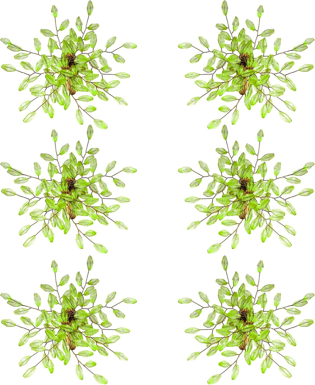 Napkin Rings Set of 6 for Dining Table Decoration Parties Everyday Metal Napkin Holder Leaf Green