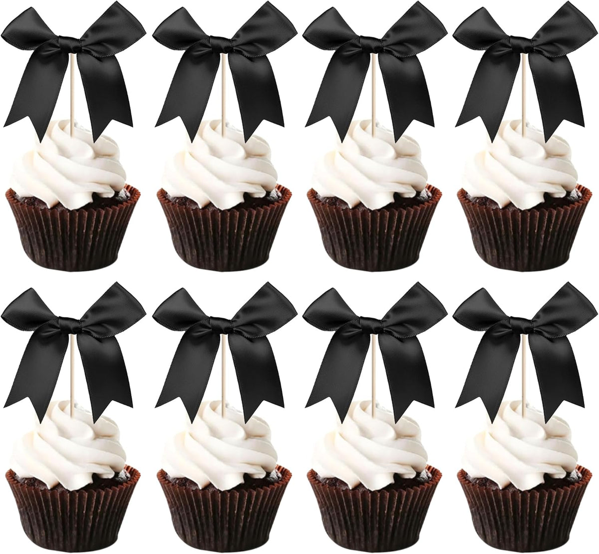 24 PCS Bow Cupcake Toppers Bowknot Cake Toppers Bow Cupcake Picks Bowknot Birthday Party
