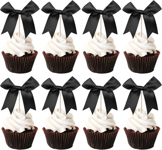 24 PCS Bow Cupcake Toppers Bowknot Cake Toppers Bow Cupcake Picks Bowknot Birthday Party