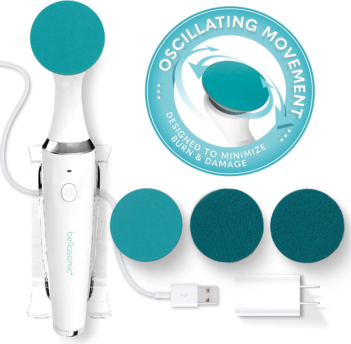 Electric Foot File + Callus Remover with Unique Oscillating Head – File & Smooth Dry, Hardened &