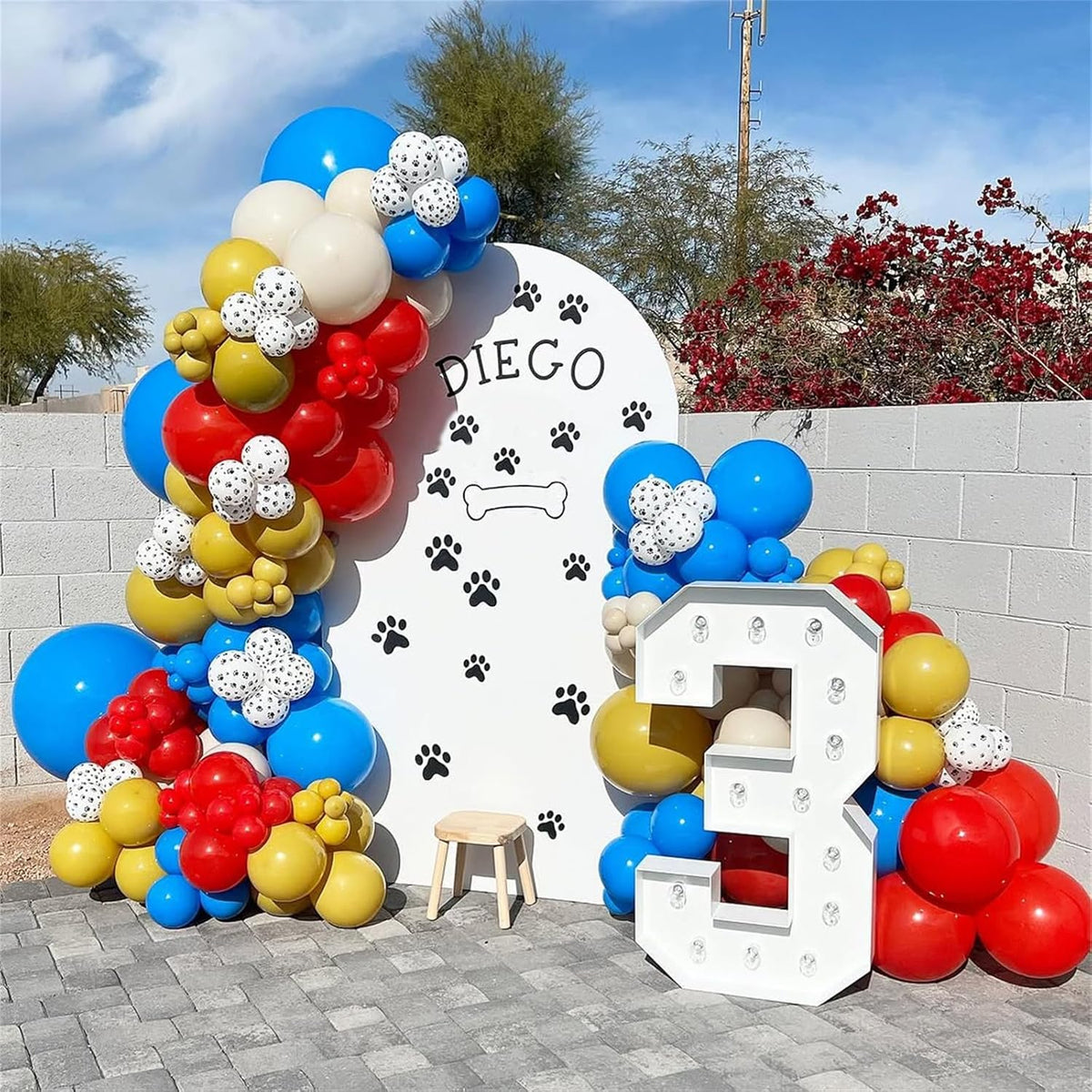 Dog Paw Print Balloons, Cute Puppy Pet Theme Birthday Latex Balloons for Boys Girls, Black White