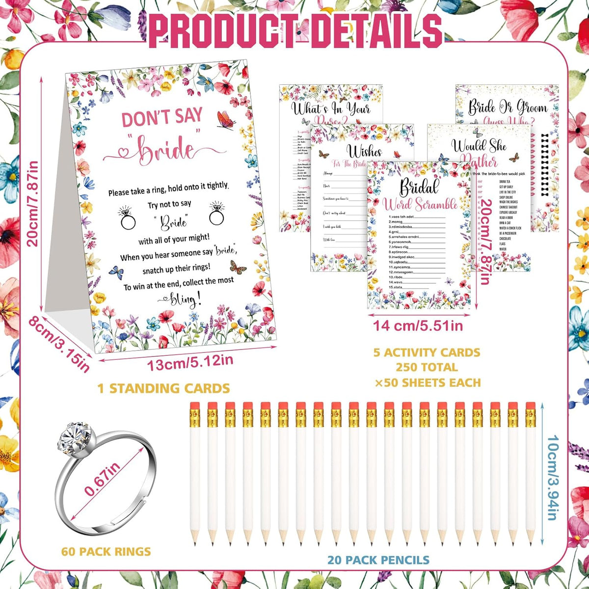 Estune 331 Pcs Bridal Shower Games Supplies, 5 Sets 250 Pcs Wedding Cards 1 Put a Ring on It Bridal