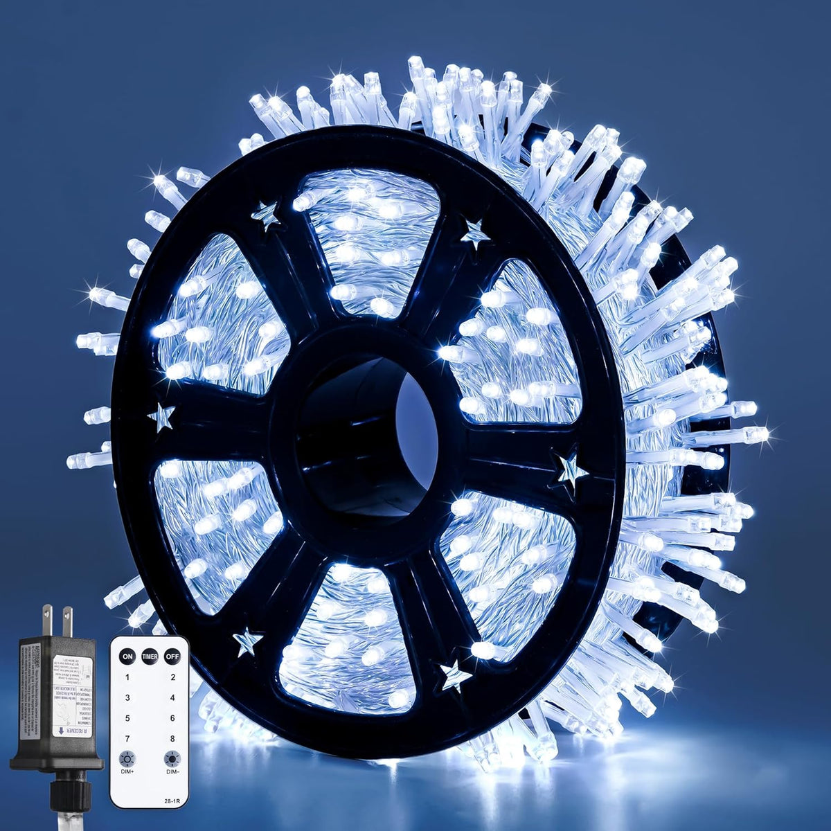 JMEXSUSS 800 LED White Christmas String Lights Outdoor, String Twinkle Lights Clear Wire Plug in