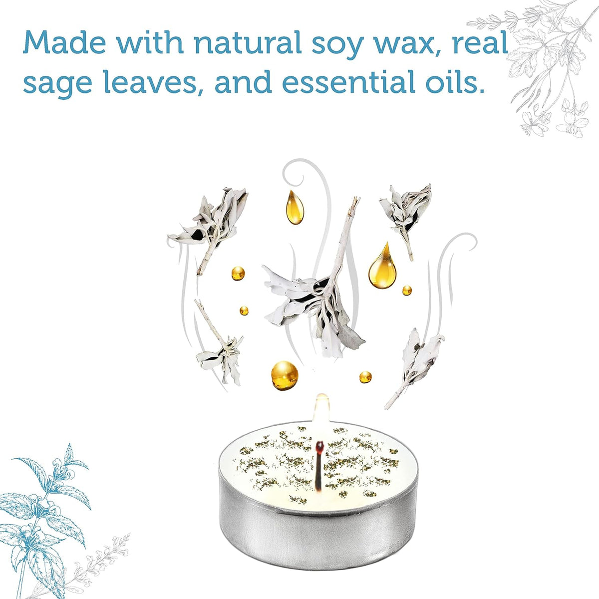 SOUL STICKS 12 Pack Little Smudgies Tealight Candles Smudge Candle for Cleansing House, Meditation