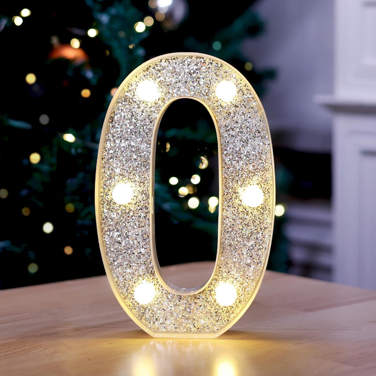 Marquee Light Up Letters, Glitter Silver LED Letter Lights Battery Powered Alphabet Letter Sign for