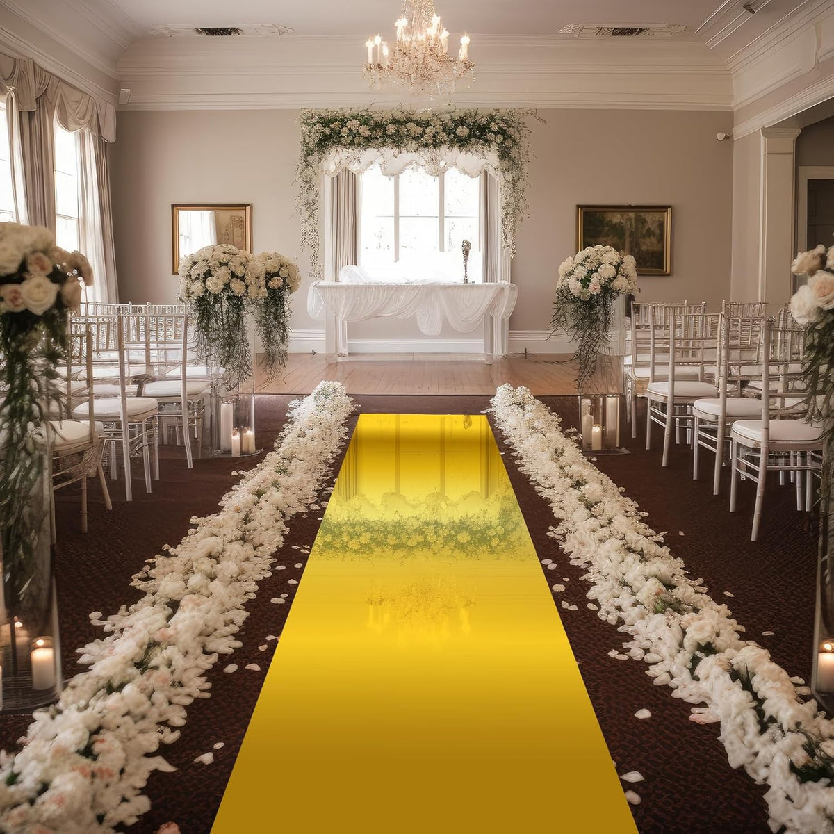 3.3 x 98.4 ft Mirror Rug Aisle Runner for Wedding Ceremony Double Sided Reflective Carpet Aisle