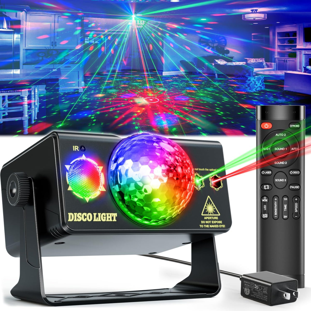 Party Lights Disco Ball Light Dj Disco Lights LED Stage Strobe Lights Projector Sound Activated