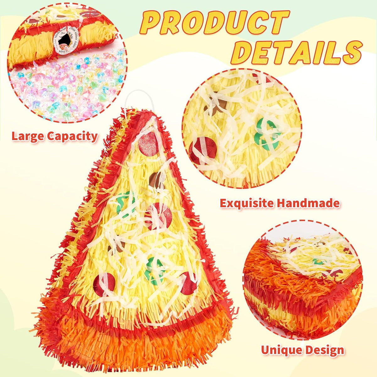 Wernnsai Pizza Piñata - Pizza Decorations For Kids Food Themed Birthday Party Piñata With Blindfold