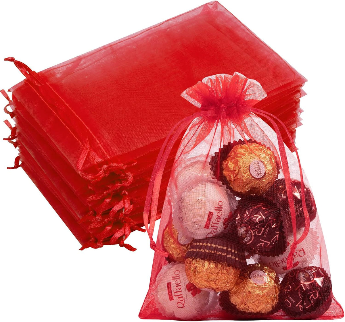 50 Pcs 5x7 Inch Organza Bags, Mesh Bags Drawstring Treat Bag Jewelry Pouch Bag for Christmas Gift