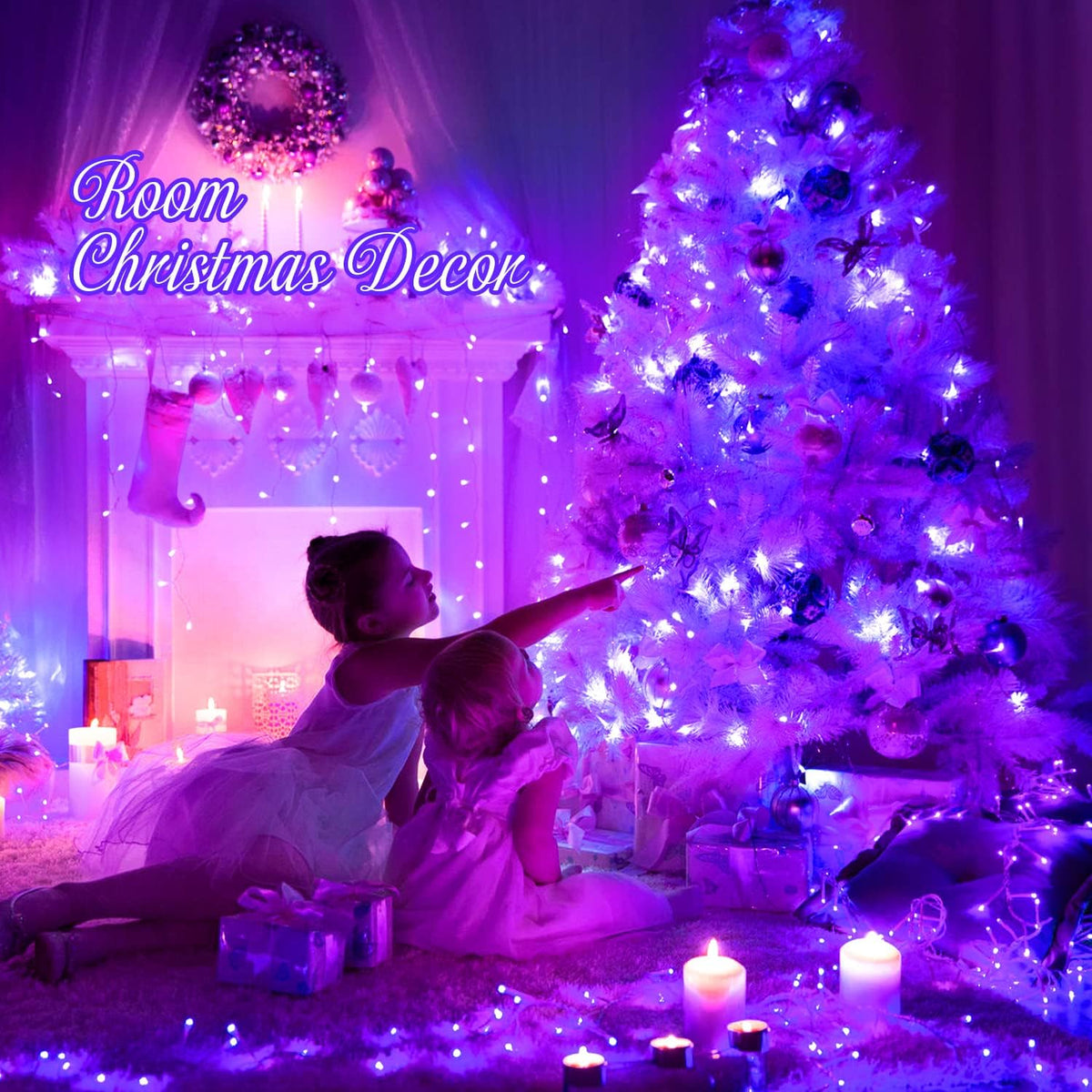 JMEXSUSS 163 FT 500 LED Purple Halloween Lights, 8 Modes Purple Light Indoor Outdoor Waterproof