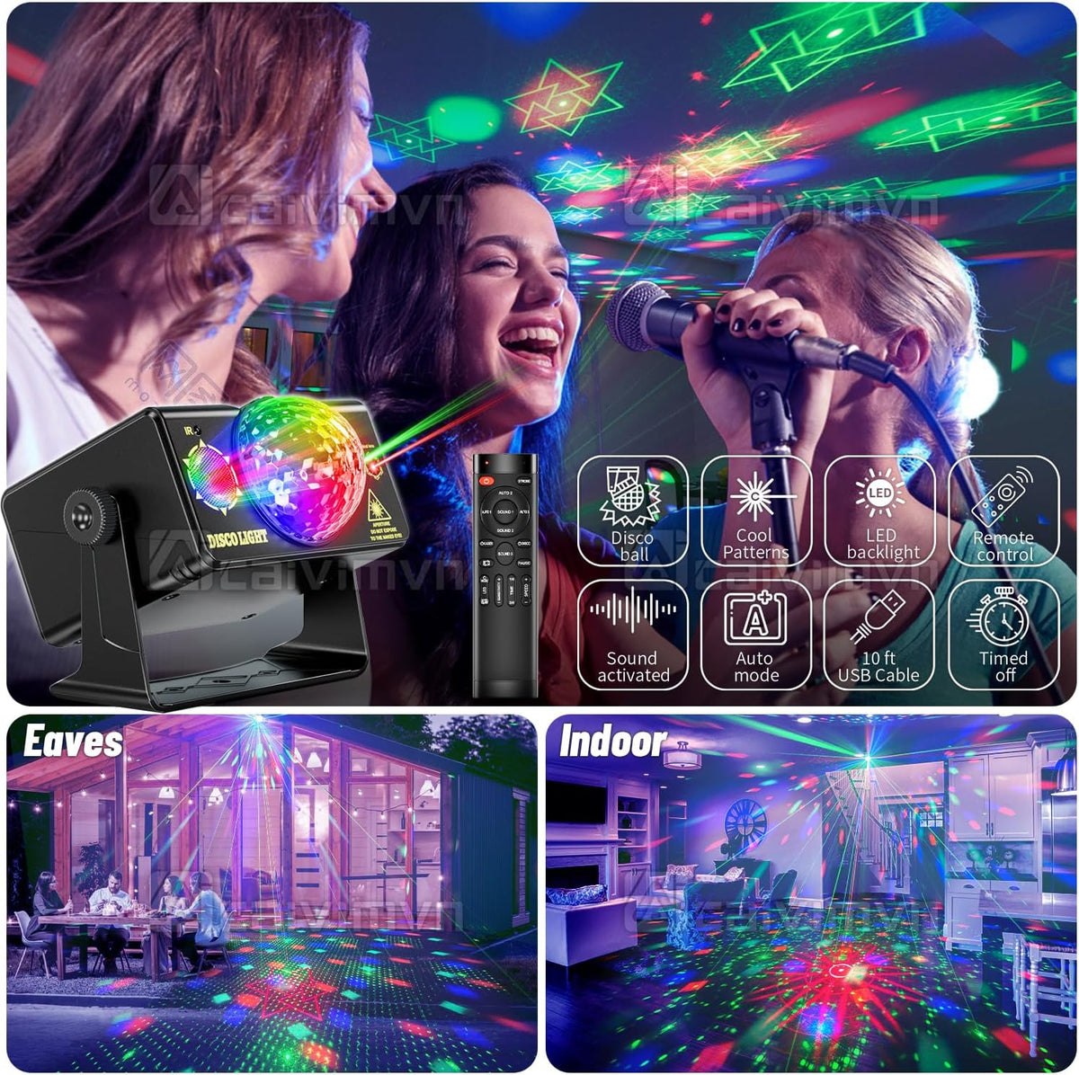 Party Lights Disco Ball Light Dj Disco Lights LED Stage Strobe Lights Projector Sound Activated