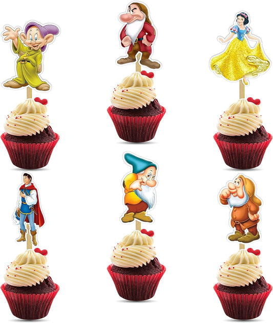 "Snw Whte and the Sevn Dwafs Cupcake Topper | Fairytale Party Decor | Enchanted Forest Theme |