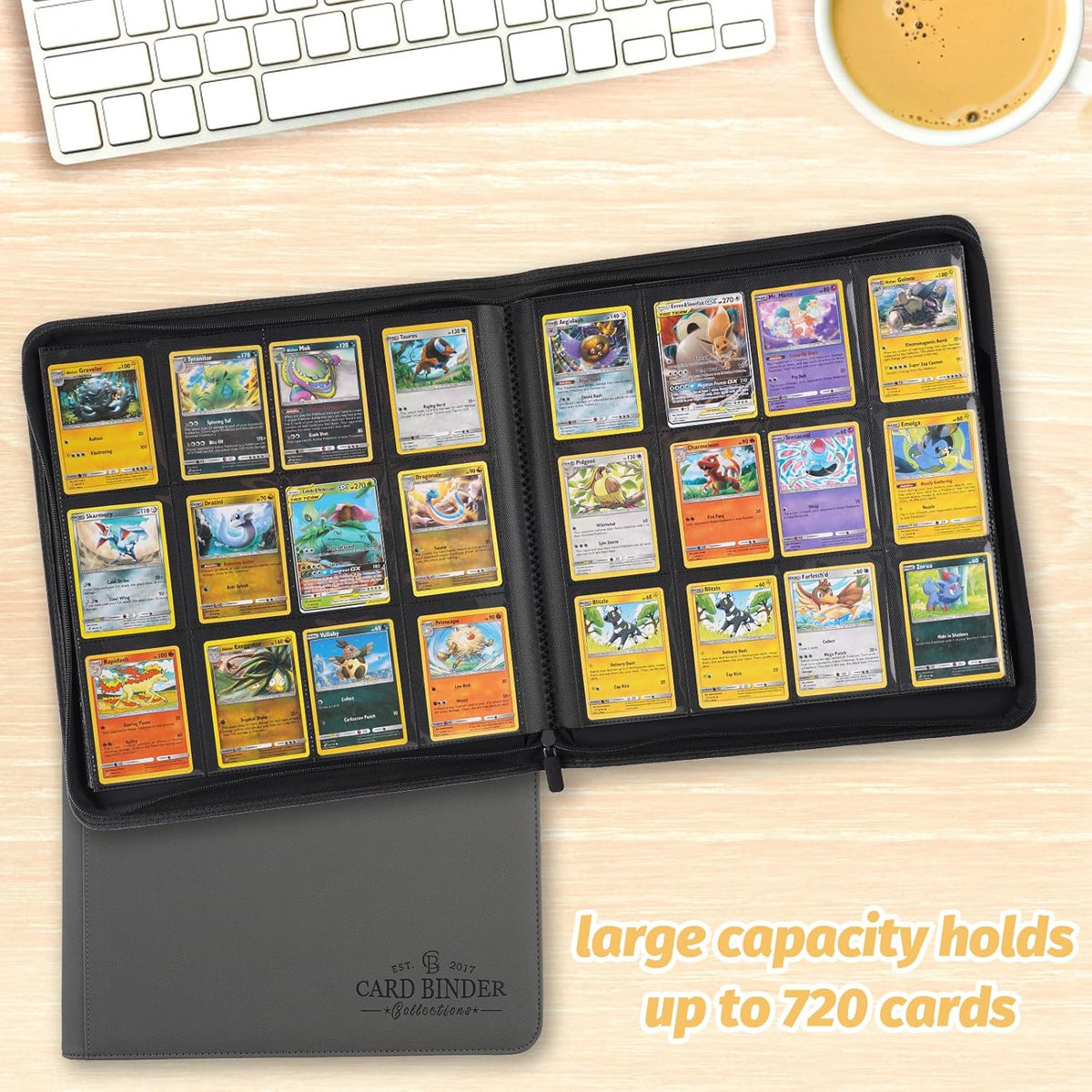 Trading Card Binder, Card Collection Binder Album Folder with 720 Side Loading Pockets, 12 Pocket
