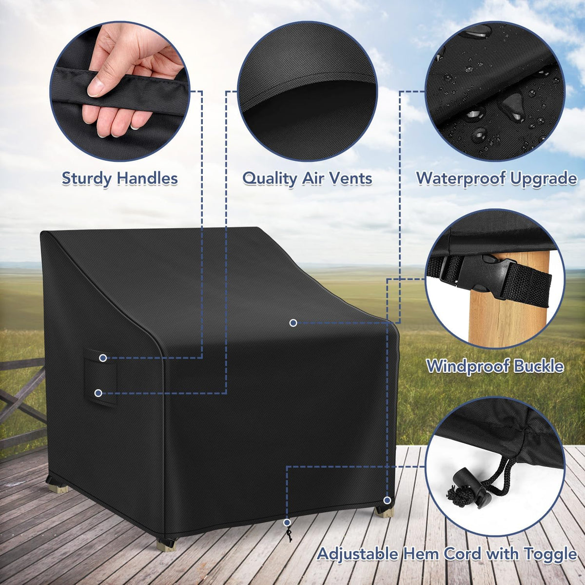 Patio Furniture Covers Waterproof for Chairs, Lawn Outdoor Chair Covers 2 Pack, Patio Chair Covers