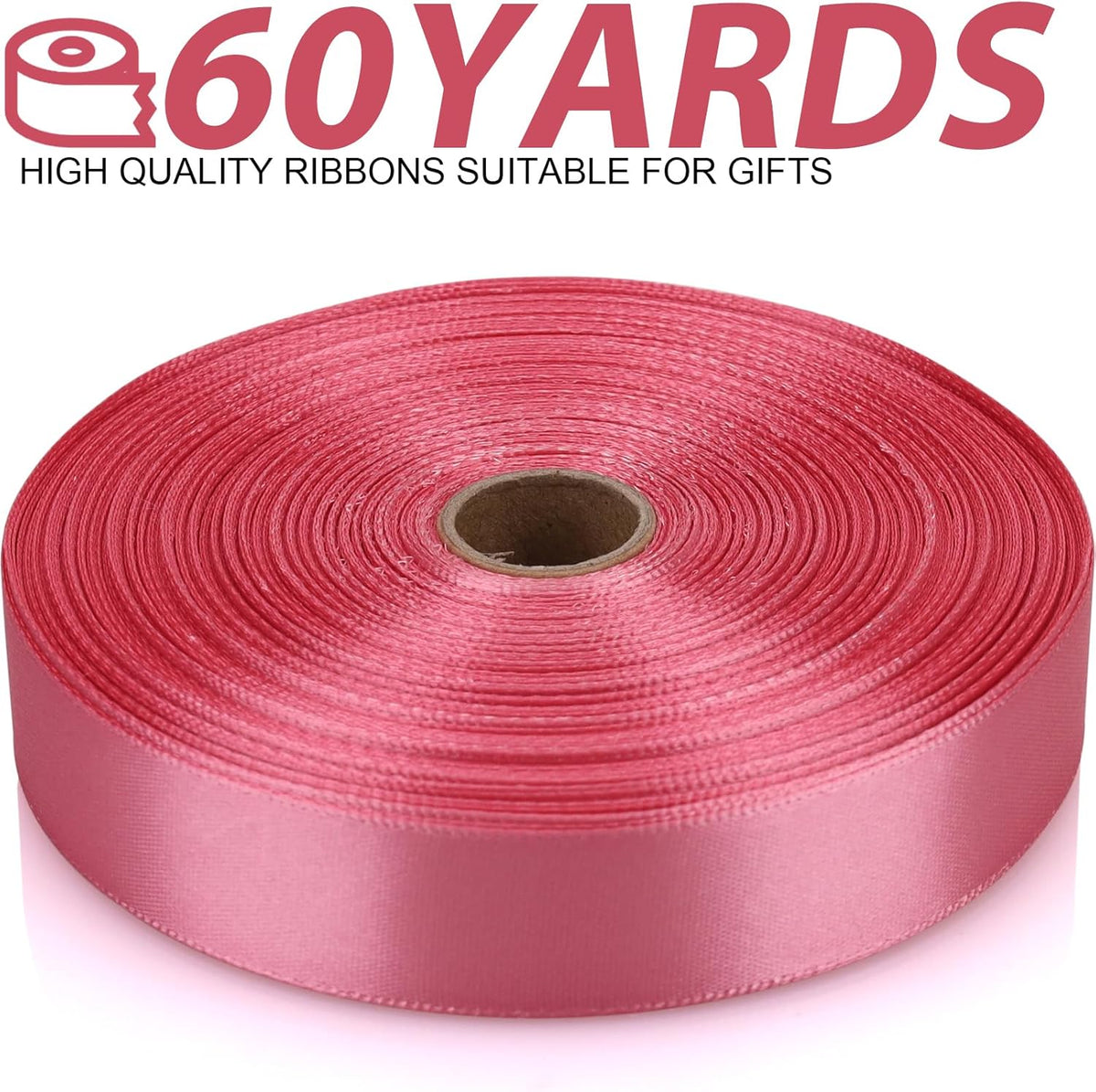 Rose Gold Polyester Satin Craft Ribbon - 7/8 Inch, 60 Yards - Single Face - For Handmade Roses