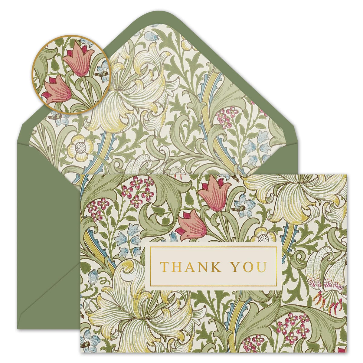 Whaline 24 Pack Floral Gold Foil Thank You Cards with Envelope & Sticker