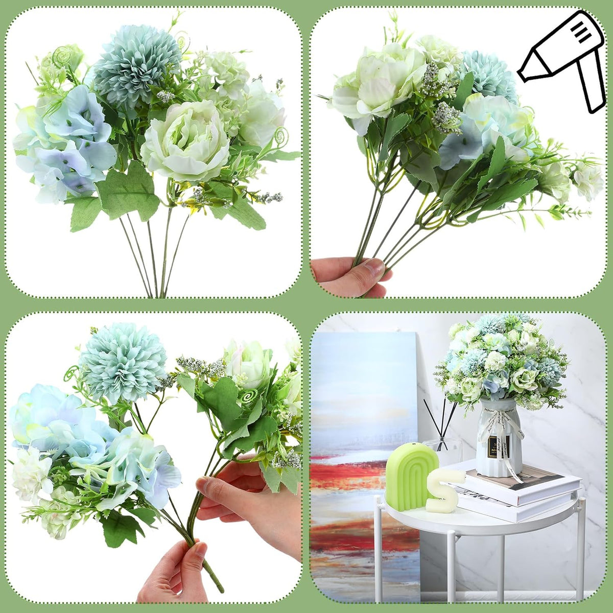 Tigeen Artificial Flowers Artificial Peonies Silk Flowers Faux Peony Fake Peony Silk Hydrangea