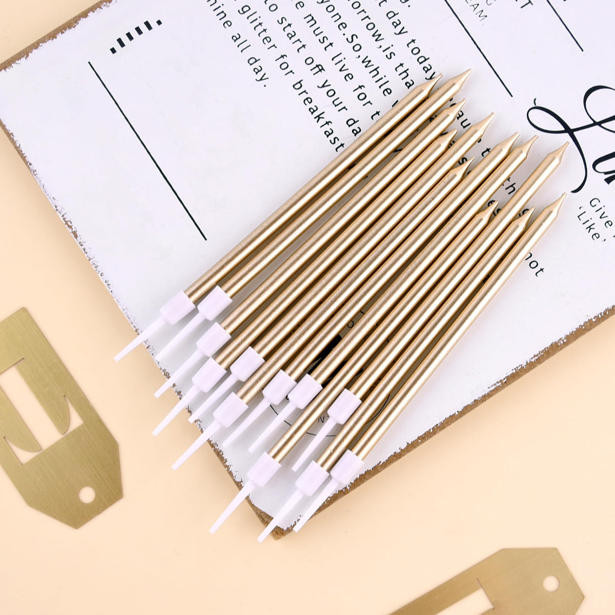PHD CAKE Champagne Gold Long Thin Metallic Birthday Candles, Cake Candles, Birthday Parties