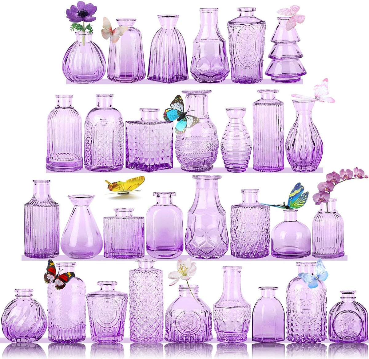 Glass Bud Vases in Bulk Set of 30 Pcs,Small Glass Vases for Flowers as Wedding Centerpieces for