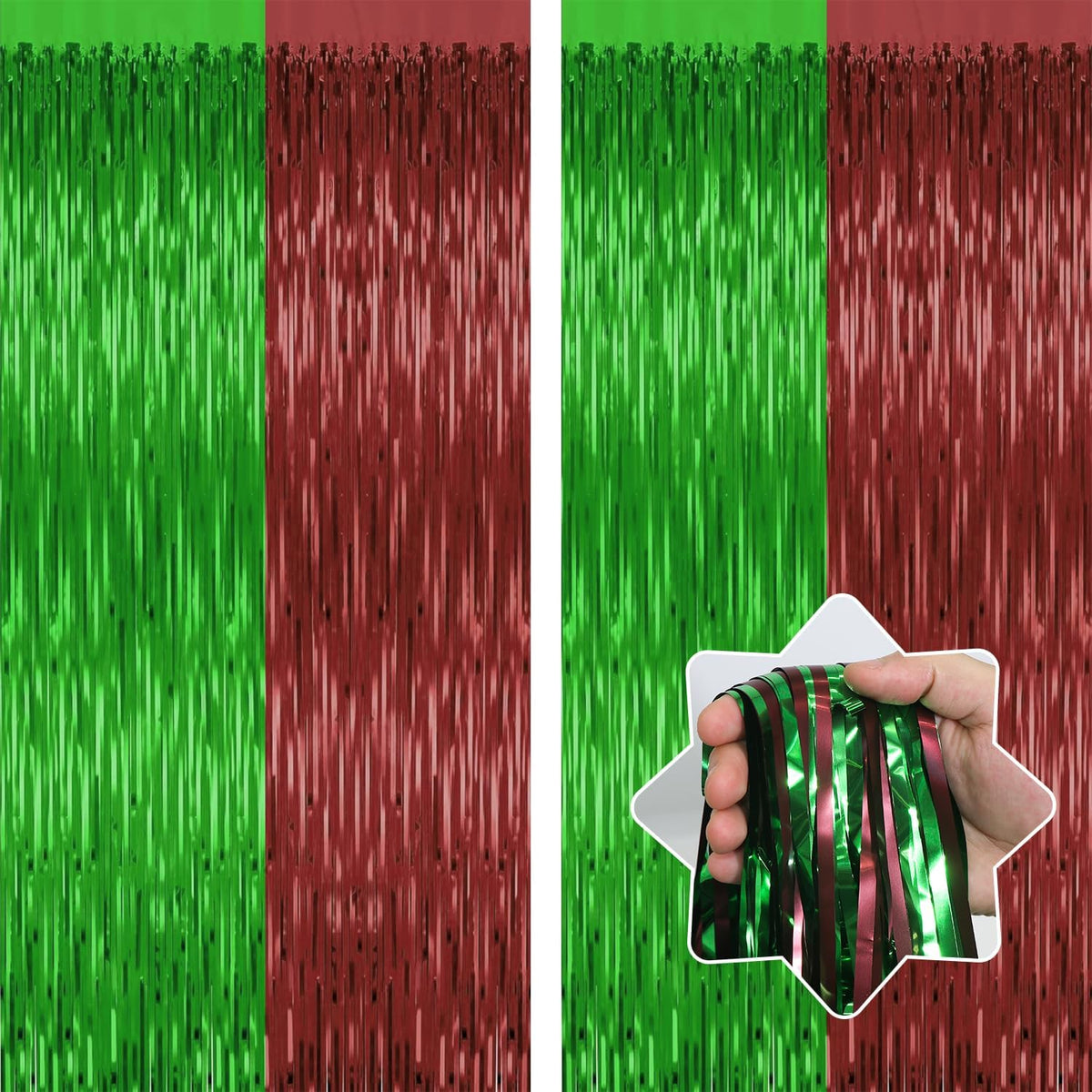 2 Pack Football Party Decorations,3.28 Ft x 6.56 Ft Football Tinsel Backdrop,Brown Green Foil