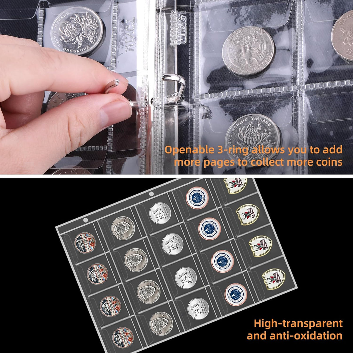 Coin Collection Book for Collector,260 Pockets Fireproof Coin Collection Holder Album,Coin