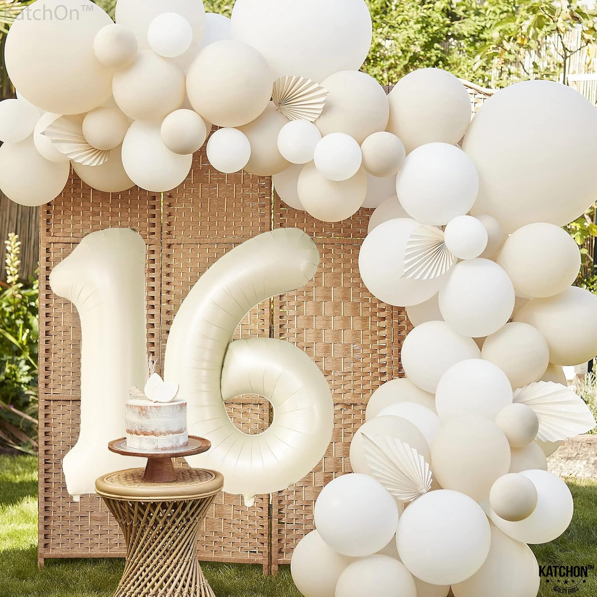 KatchOn, Cream 16 Balloon Numbers - Large, 40 Inch | 16 Birthday Balloons for Sweet 16 Party