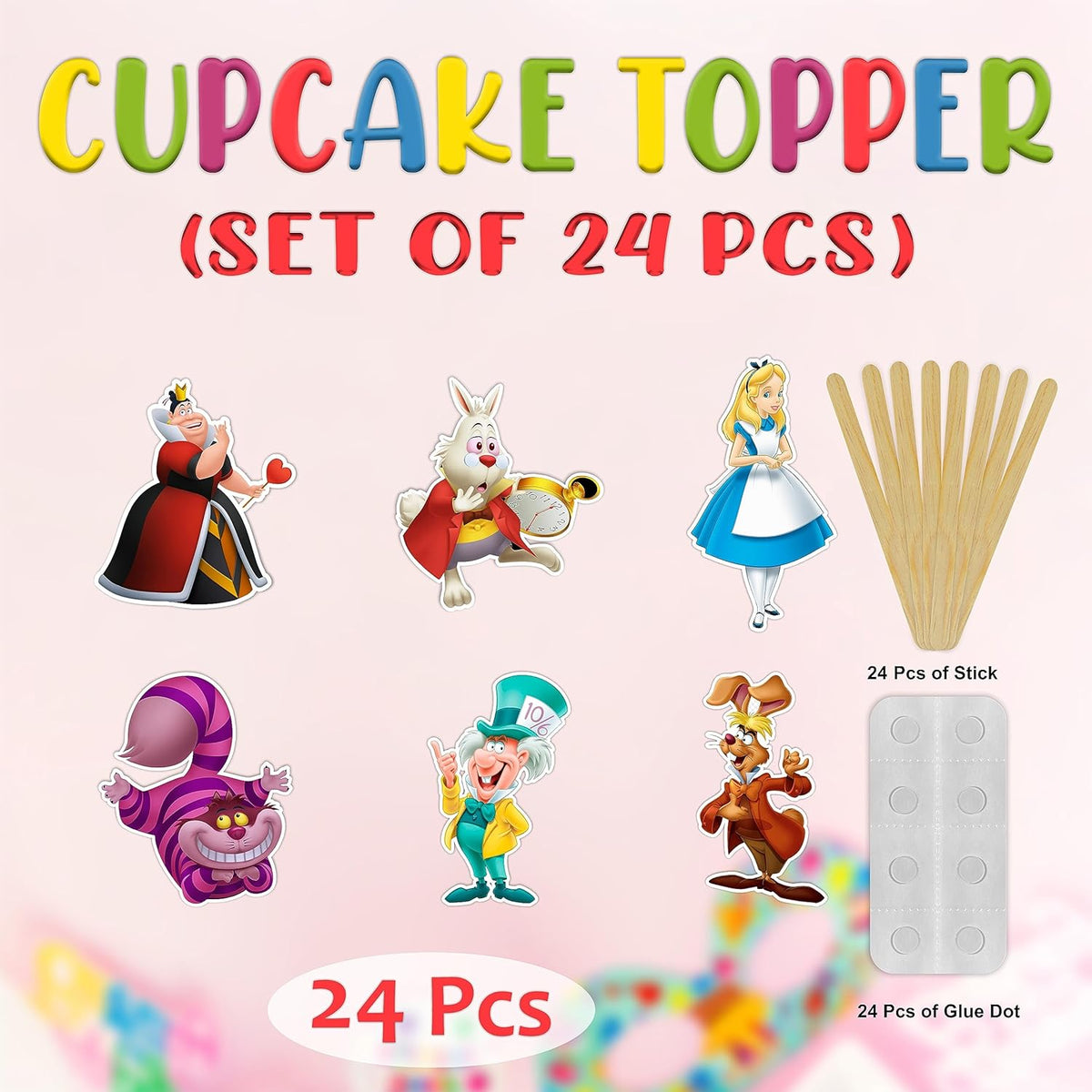 "Alice in Wondrland Cupcake Topper – Whimsical Birthday Party Decorations for Adults – Tea Party
