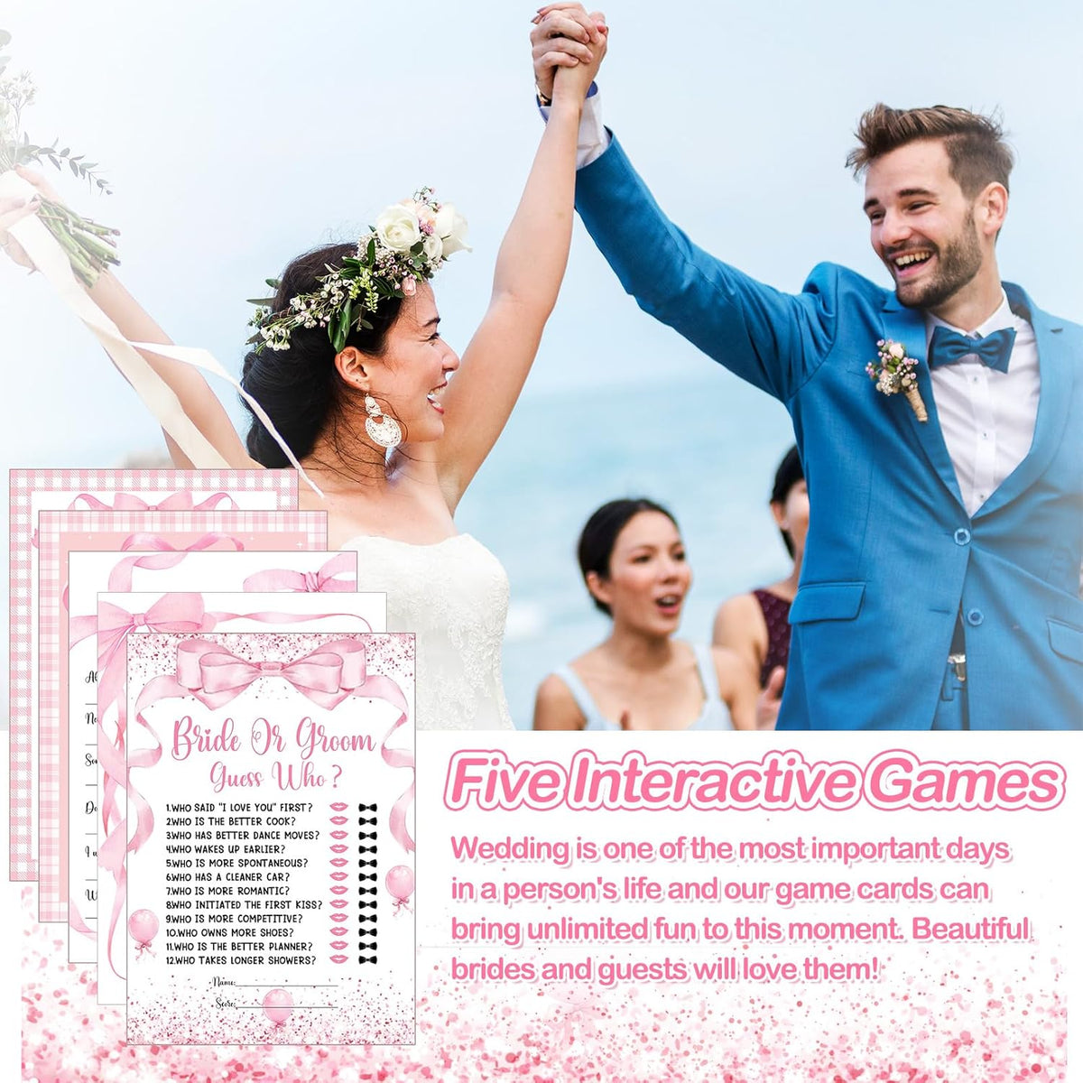 Teling 145 Pieces Bridal Shower Game Bridal Shower Favors Set Wedding Games Cards and Pencils for