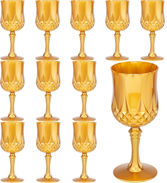 JLYLOL Plastic Vintage Wine Glasses 7OZ Plastic Goblets Vintage Drinking Glasses 12PCS Retro