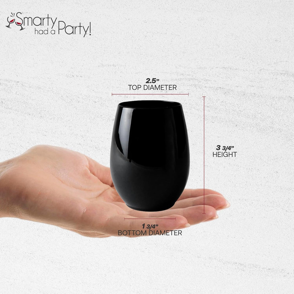 Smarty Had A Party 12 oz Black Disposable Stemless Wine Glasses (64) – Fancy Plastic Cups for