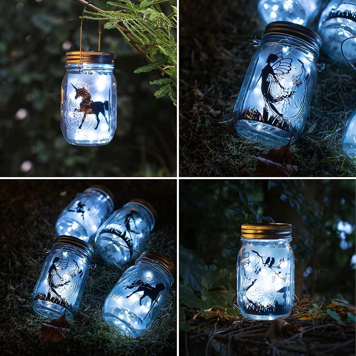 8 Pack Solar Fairy Star Firefly Jar Lid Lights - Waterproof Lantern Mason String Lights With