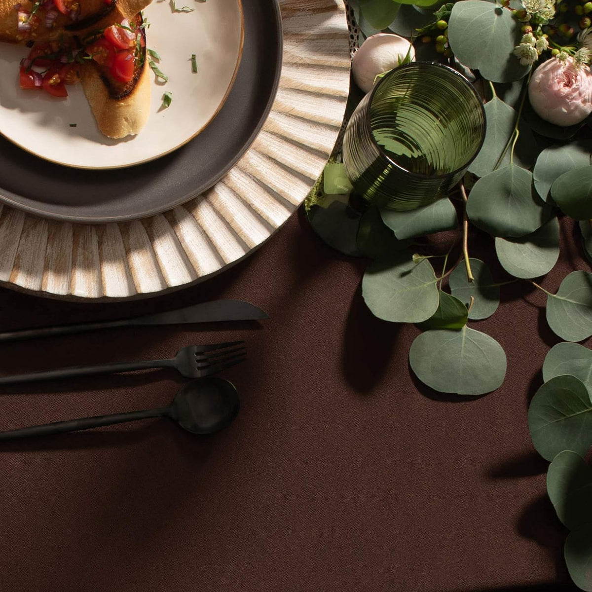 Gee Di Moda Rectangle Tablecloth - 60 x 102 Inch Chocolate Table Cloth for 6 Foot Rectangle Table