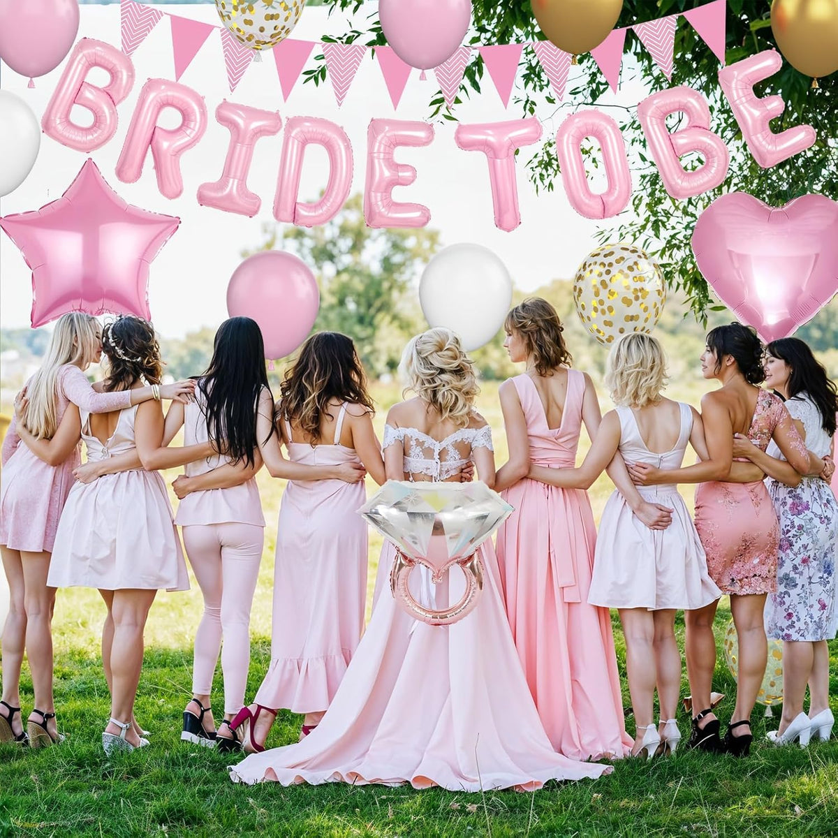 Pink and Gold Bachelorette Party Decorations, Pink Bride To Be Bridal Shower Balloons Decorations