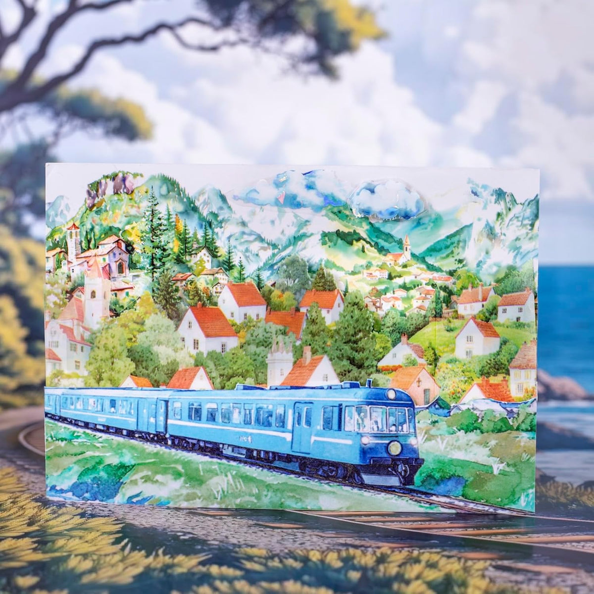 Train Scenery Washi Tape Set ??6 Rolls Travel & Nature Inspired with Clip for Scrapbook Journals