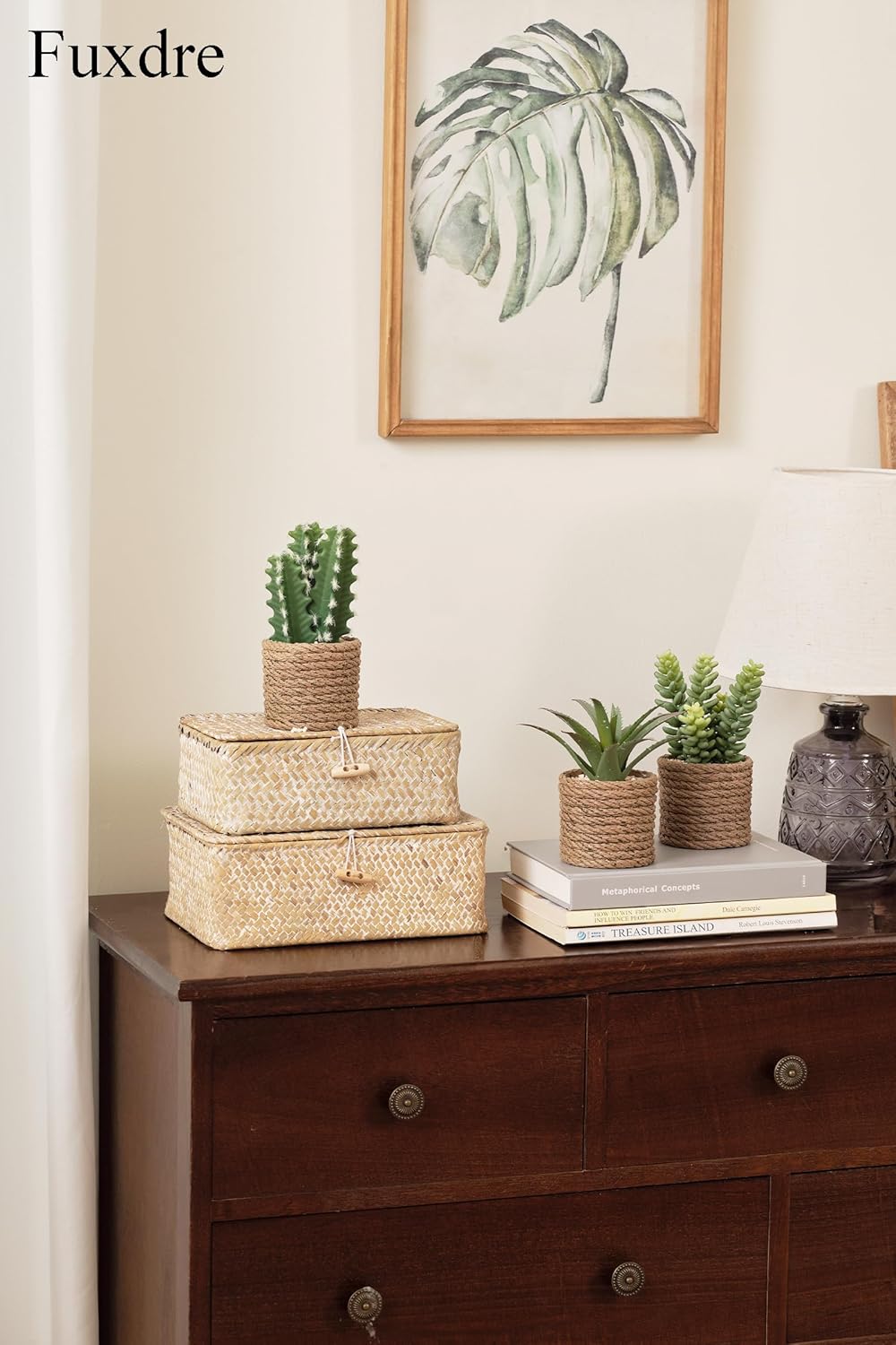 3-Pack Artificial Succulent Plants in Vintage Plastic Pots - Fake Waterproof Succulents Decor for
