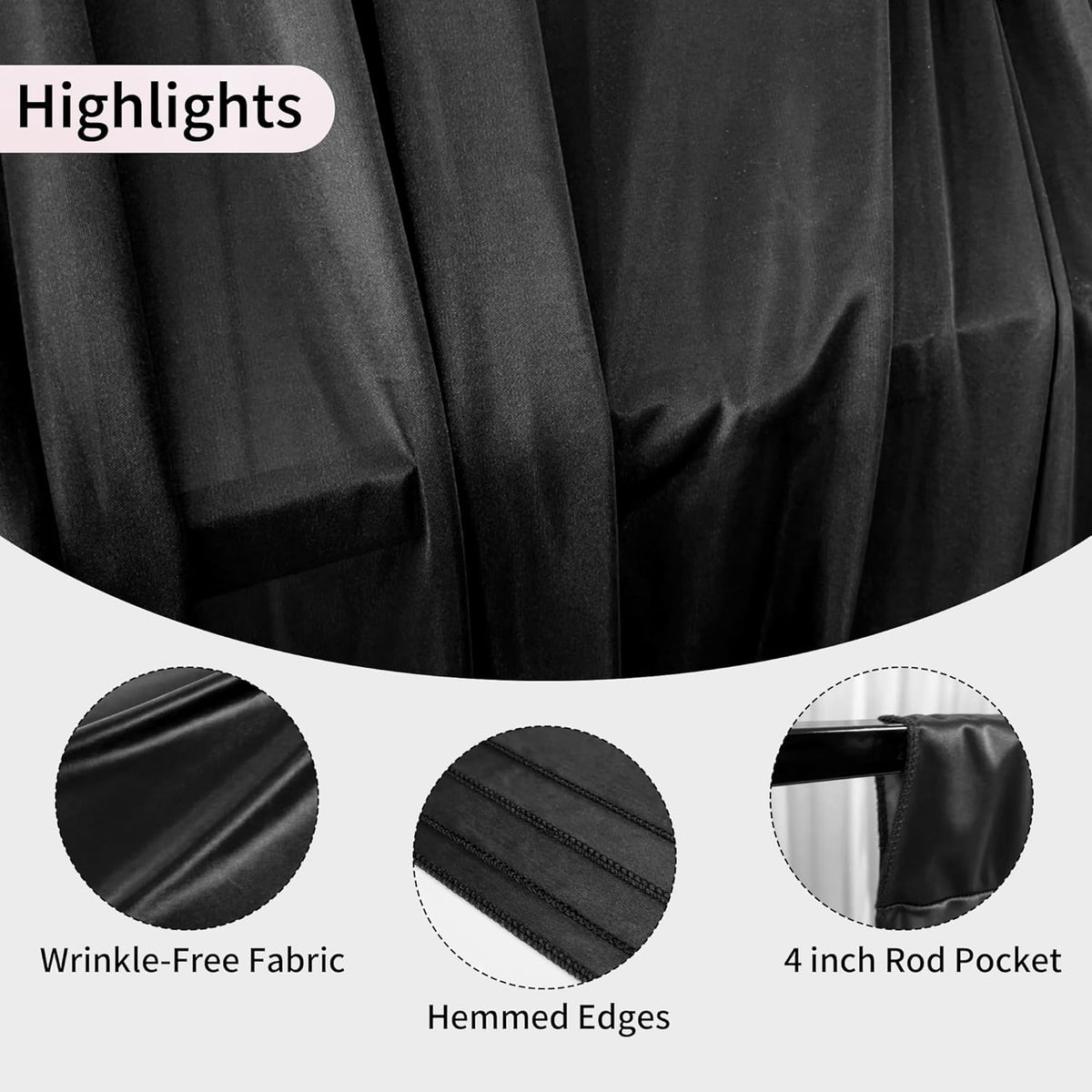 40x10ft Backdrop Curtains for Parties, 8 Panels 5x10ft Curtains Photography Drapes Rod Pocket