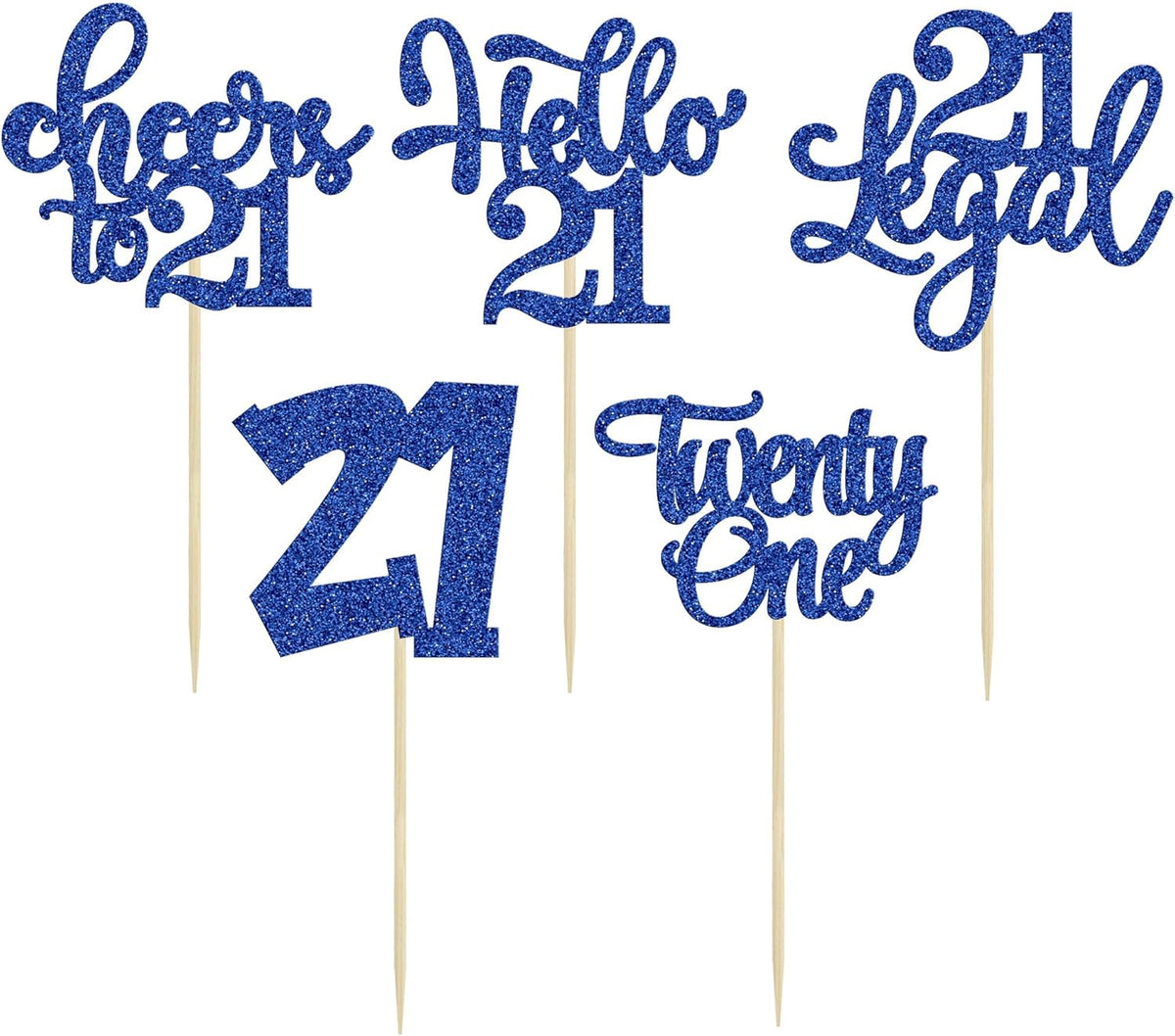 30pcs 21st Birthday Cupcake Toppers - Legal 21st Cupcake Picks - Cheers to 21 Years Old Cake