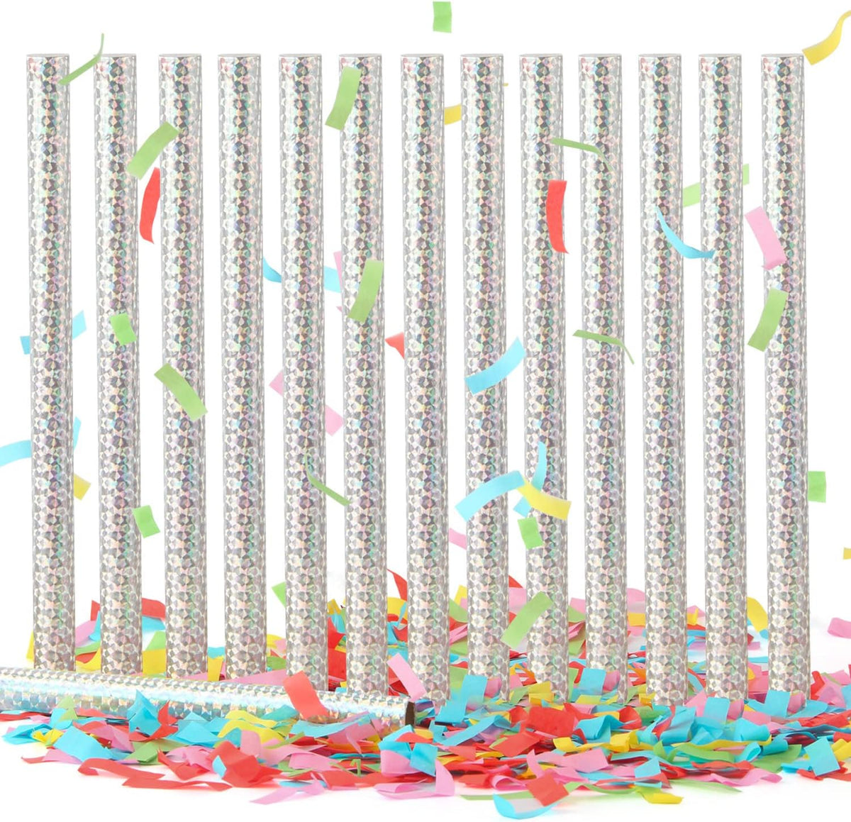 BATTIFE 14Pack Confetti Wands, Colorful Confetti Shoot Poppers, Tissue Paper Flick Flutter Sticks