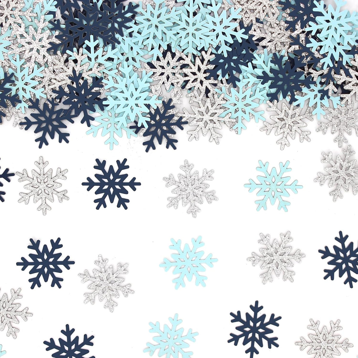 200PC Blue Silver Snowflakes Confetti Winter Wonderland Baby Shower Decorations Boy First Birthday