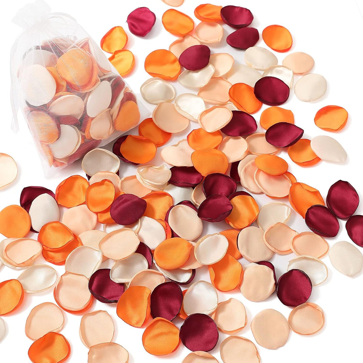 Serwalin 500Pcs Silk Rose Petals Flower Petals for Weddings Burgundy Gold White Petals Fake Orange