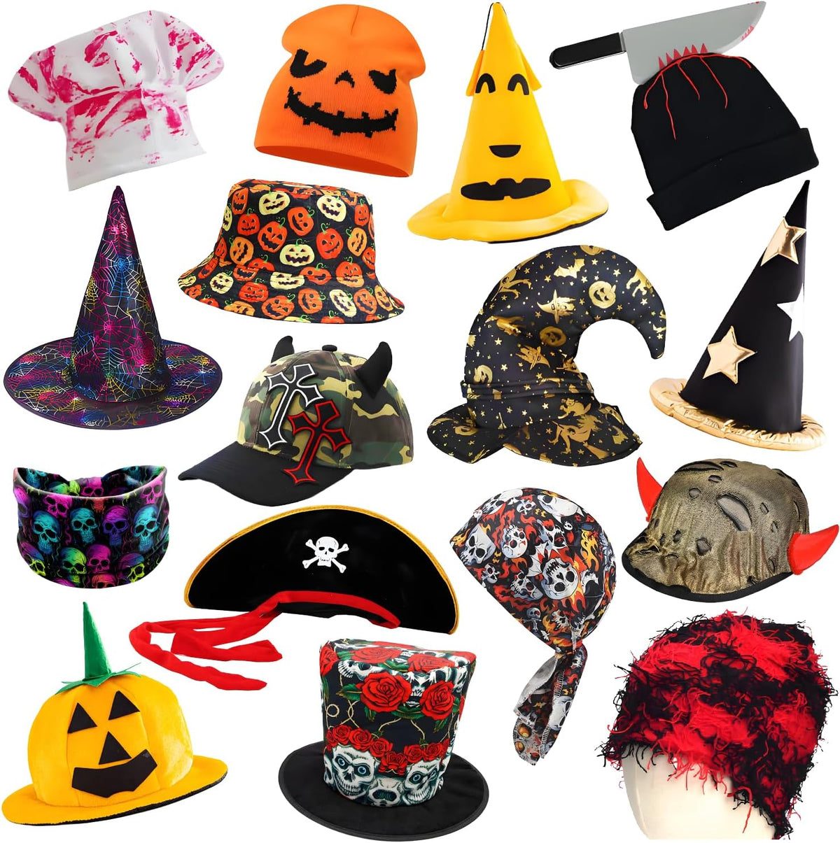 12 Assorted Funny Halloween Party Hats Witch Hat Halloween Costume Decorations Photo Booth Props