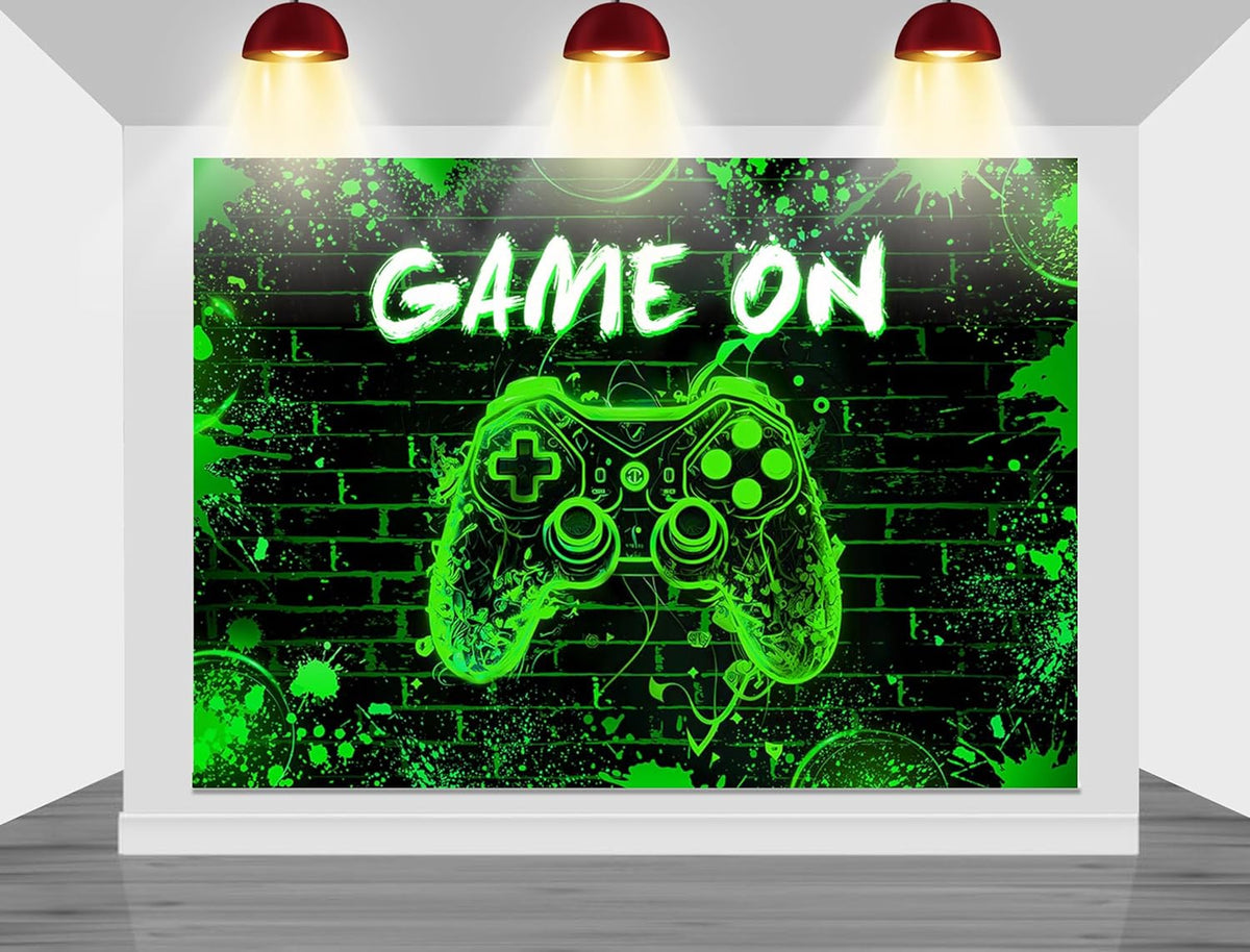 Mocsicka Game On Backdrop Video Game for Boys Level Up Birthday Party Decoration Game Night Arcade