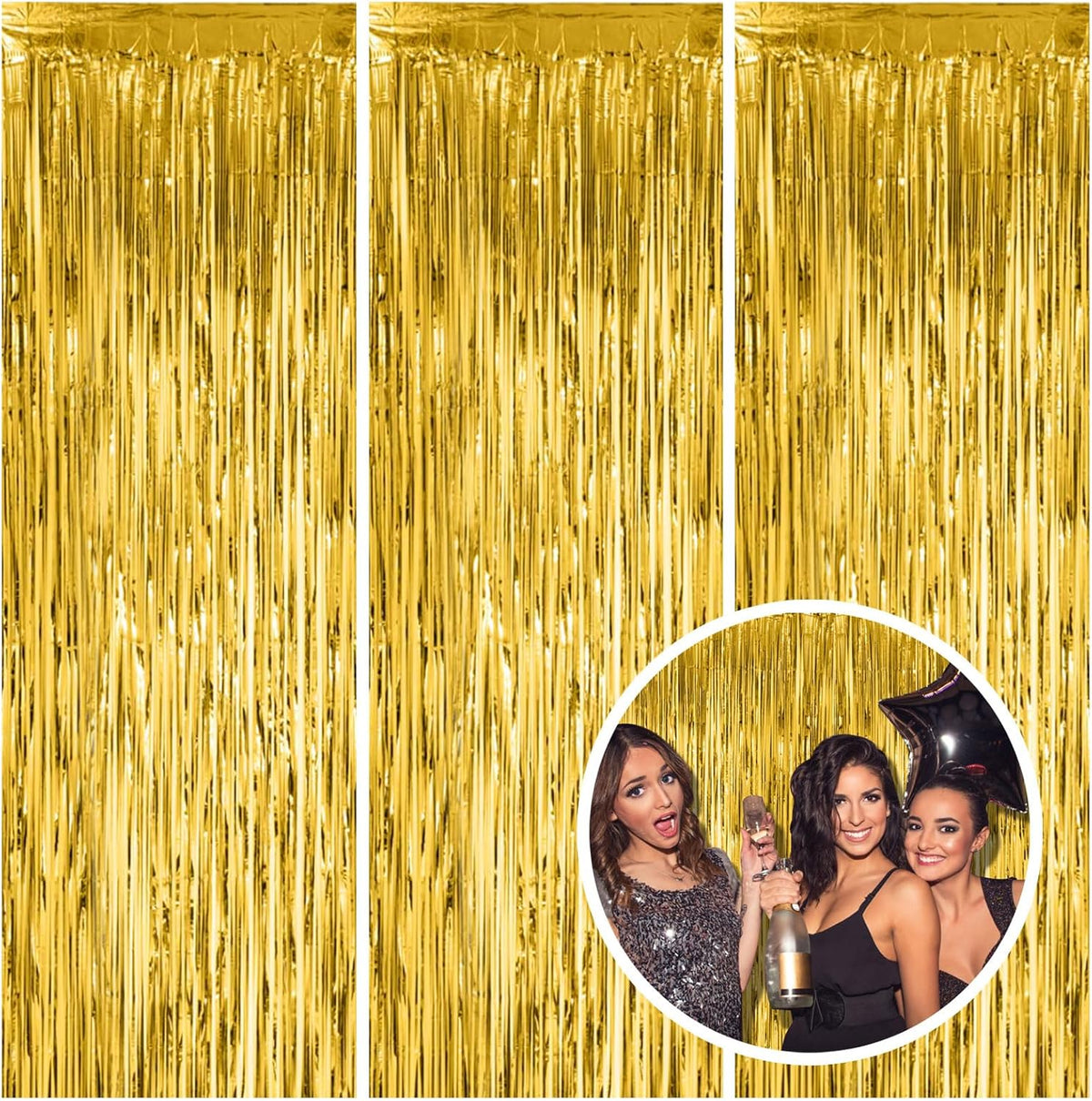 3 Pack Gold Fringe Backdrop Curtain Tinsel Party Streamers Birthday Party Decorations New Year