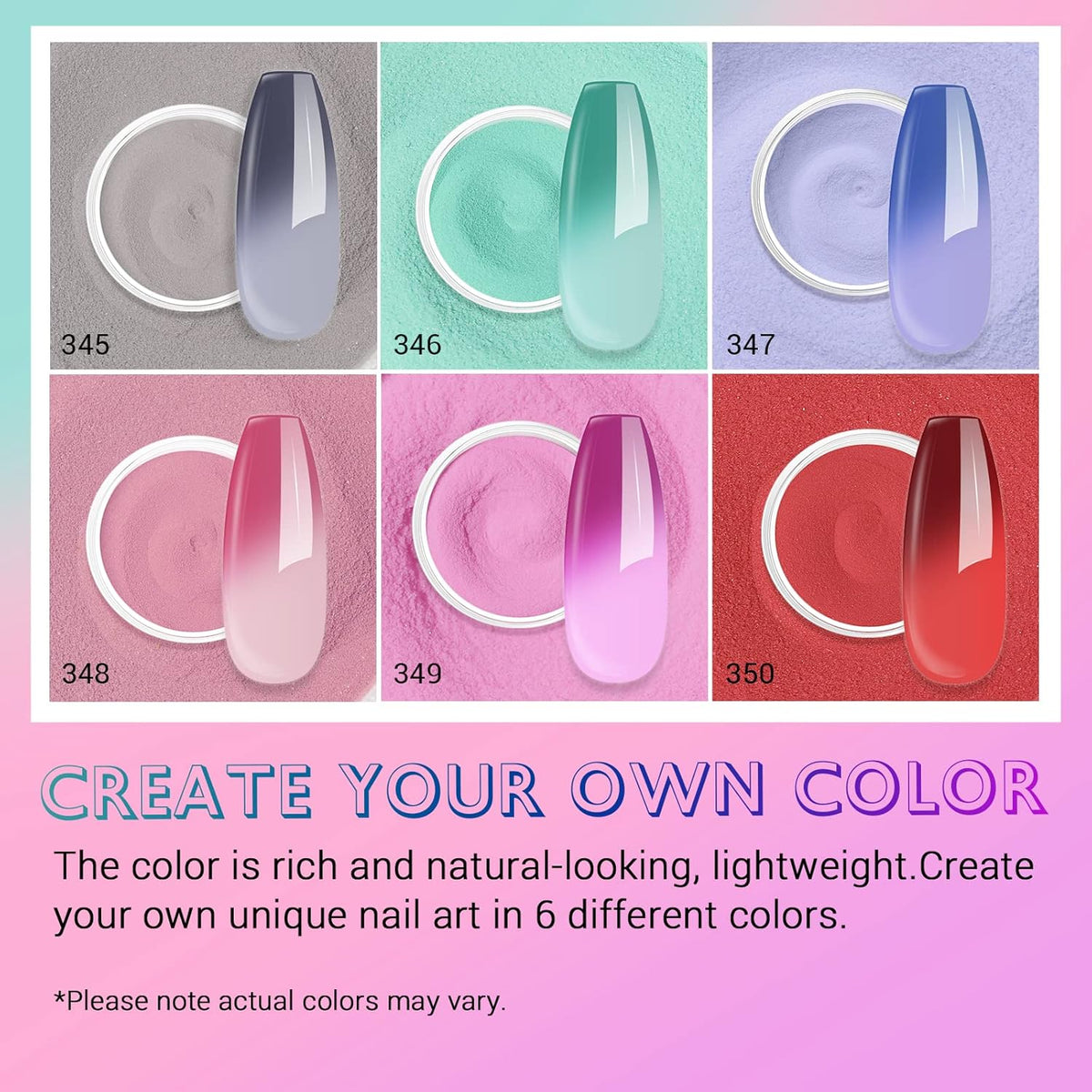 AZUREBEAUTY Color Changing Dip Powder Nail Set, Blue Green Pink Red Grey Trend Ombre Cold Warm
