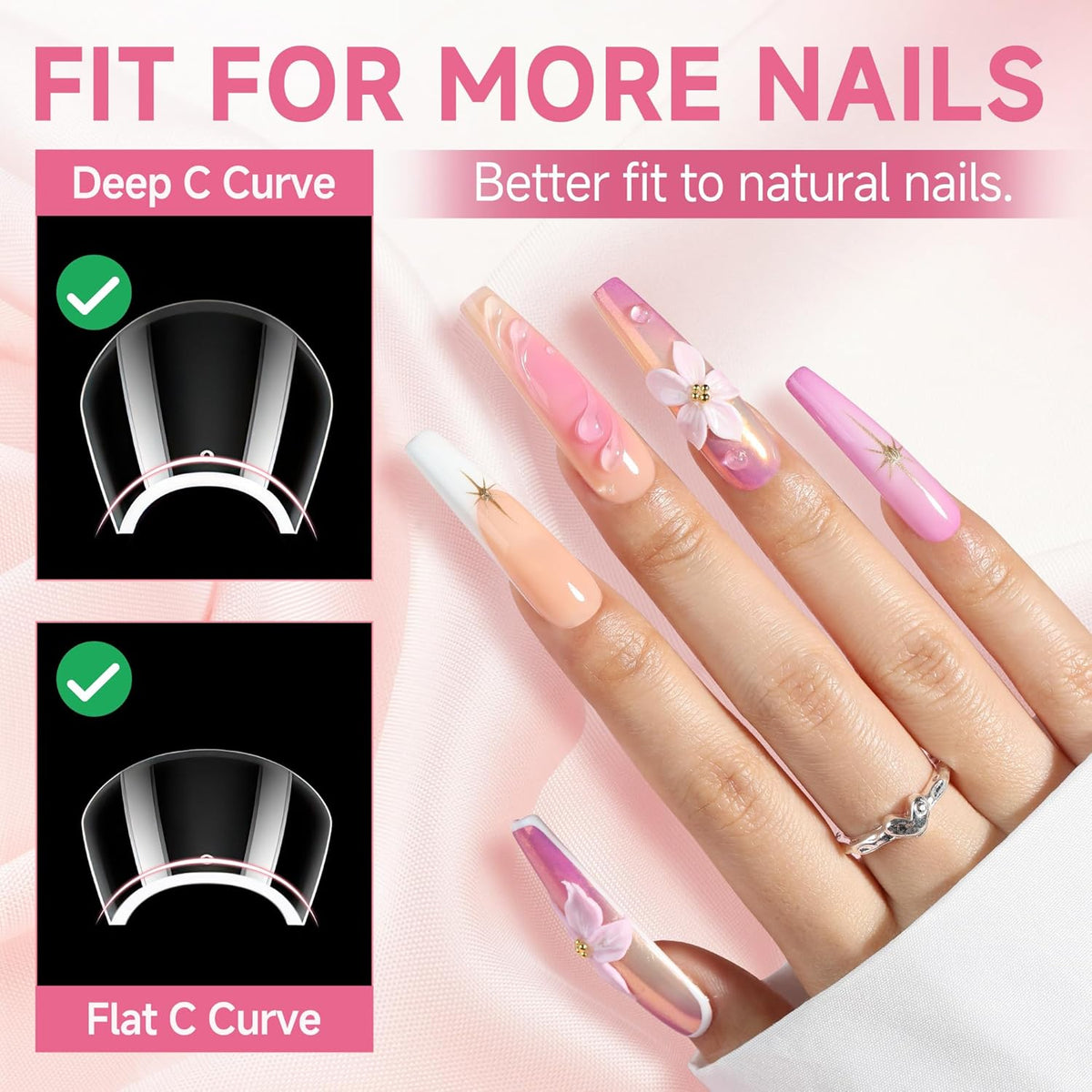 UNA GELLA Coffin Fake Nails Tips Extra Long 216 PCS XXL Coffin Acrylic Fake False Nails Tips Long