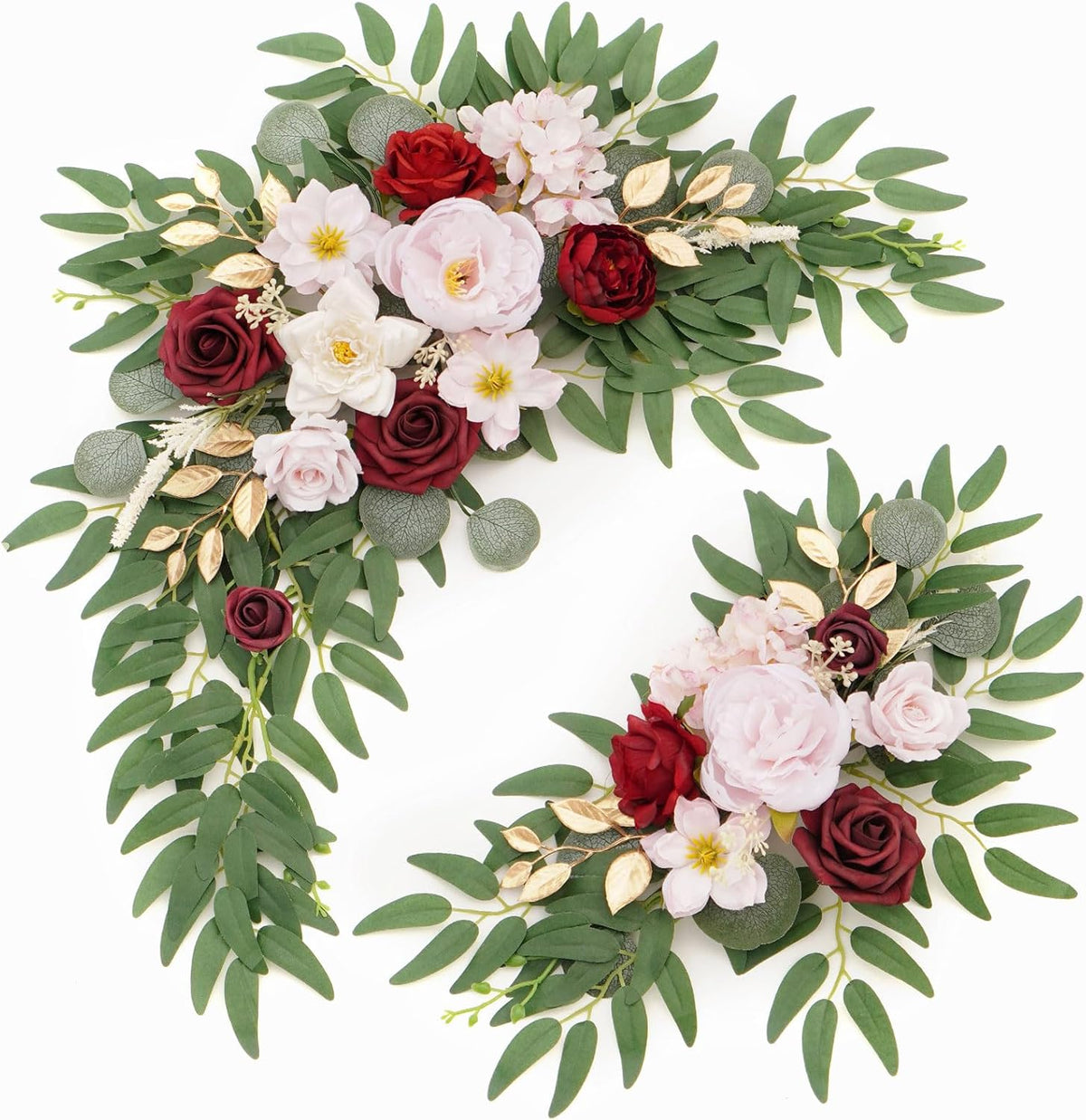 Faux Flower Swag Set of 2 for Wedding Welcome Signs Floral Swag Wedding Reception Ceremony Signs