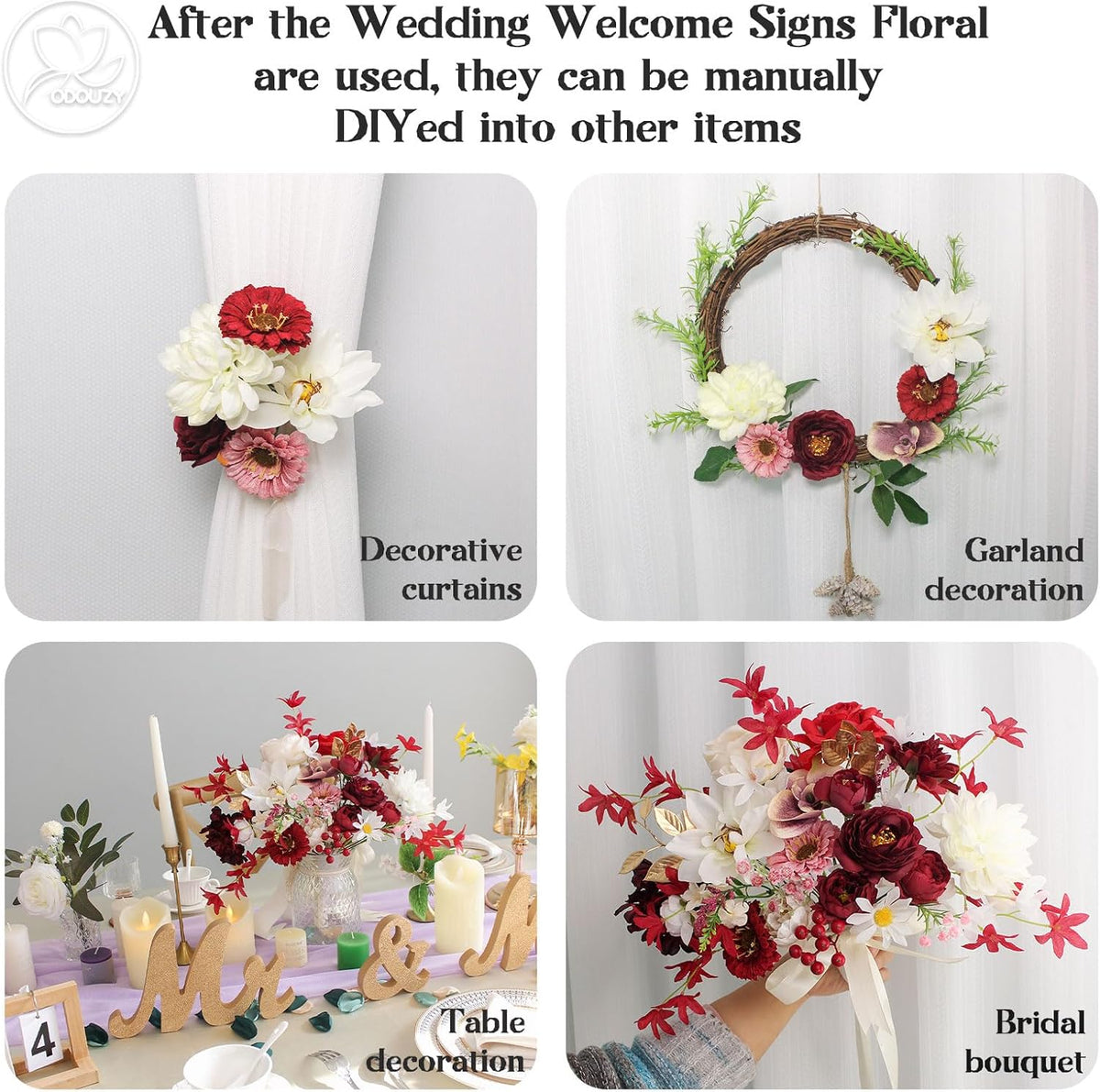 Wedding Arch Flowers Kit,Artificial Flower Arch Decor (Set of 3),2pcs Artificial Flower Arrangement